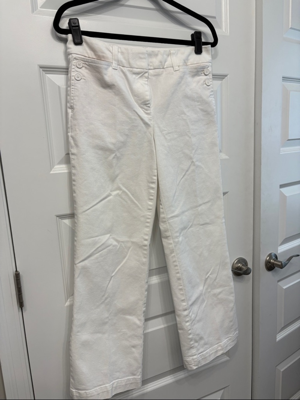 Talbot’s Trouser Sailor Inspired Petite White Wide Straight Leg Jeans